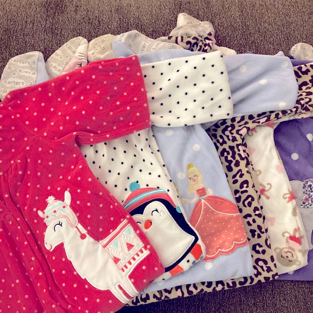 24 month Pajama Lot- 6 fleece one-pieces